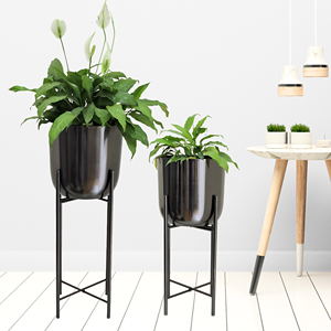 Support de jardinières moderne en métal noir et or Design décoratif Home Office Garden Living Room Bedroom Kit Inclut Flower/Plant Pot - Product Image 1