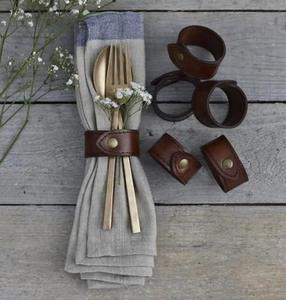 Servilletero de cuero PU Vintage al por mayor para decoraciones de fiestas y suministros de mesa de Hotel Material metálico duradero - Product Image 4