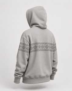 Sudadera con Capucha de Forro Polar con Patrón Nórdico Premium, Sudadera Unisex de Invierno con Diseño Fair Isle, Sudadera con Capucha Gruesa con Jacquard de Copos de Nieve - Product Image 5