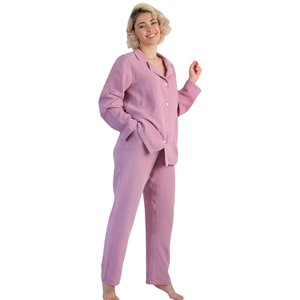 Hongbo hecho en Turquía, pijamas de muselina con clase, conjuntos de pijamas para mujer, Tops cortos, pantalones, conjunto de pijamas suaves informales para el hogar - Product Image 1