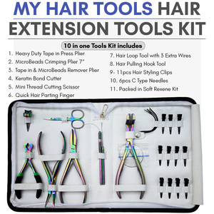 Kit de Herramientas para Extensiones de Cabello, Agujas Oscilantes, Alicates para Aplicar Extensiones, Alicates para Crimpar y Abrir Microperlas, Gancho para Lazos, Tijeras de Separación Rápida - Product Image 2