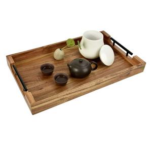 Mesa de nido decorativa para el hogar, bandejas de madera, mesa de té y café, plato de servicio, bandeja de madera de acacia con acabado natural hecho a mano. - Product Image 5