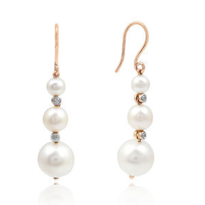 Bijoux fins personnalisés pour femmes Boucles d'oreilles pendantes en argent sterling 925 plaqué or 18 carats avec perle en vermeil et pierres précieuses - Product Image 4