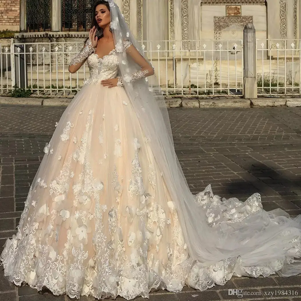 Abito da sposa Mumuleo in Tulle Sexy trasparente a maniche lunghe in pizzo floreale con Applique abito da sposa abiti da sposa Couture