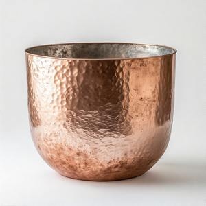 Maceta de cuenco martillado Echo Gleam en plata con labio suave para temas de decoración suave o espacios de lujo - Product Image 3