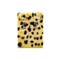 Cahier en peluche A5/A6 avec 100 feuilles motif léopard chat à pois couverture en carton à reliure thermique à feuilles mobiles pour l'écriture