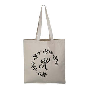 High Quality 'H' Initial <b>Canvas</b> Tote <b>Bag</b> Handmade Initials Fashion <b>Bag</b> with <b>Large</b> Capacity and Solid Color - Product Image 1