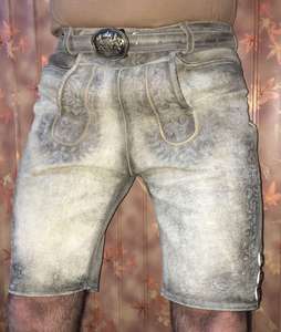 Shemax pour hommes Trachten Shorts personnalisé OEM nouveau bavarois Oktoberfest Lederhosen Style formel fermeture éclair motif ombré gris tissu - Product Image 4