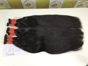 ผมเวียดนามแท้ 100% สีดำธรรมชาติ แบบไม่ผ่านการแปรรูป ไม่ใช่ผมรีมี่  แบบเย็บสองชั้นด้วยเครื่องจักร คุณภาพสูง สำหรับต่อผมแบบสั่งทำ - Product Image 2