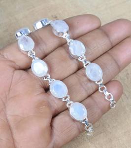 สร้อยข้อมือเงินสเตอร์ลิง925เหลี่ยมเพชรพลอยรุ้งมูนสโตนของขวัญคริสต์มาสสำหรับผู้หญิงของขวัญแต่งงานสำหรับเพื่อนเจ้าสาว - Product Image 6