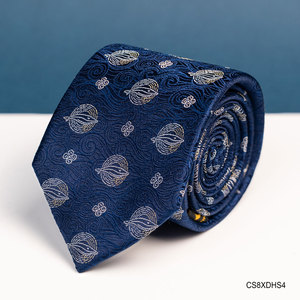 Corbata de seda morada azul CS8XDHS4 - Seda pura tejida de alta calidad |   Colección Am Huong Dai Duong - Product Image 1