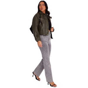 Veste de moto ample en cuir de vache tricoté respirant pour femme, manteau d'hiver - Product Image 1