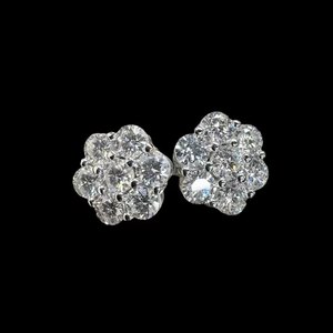 Bijoux Hip Hop de Haute Qualité en Argent 925 avec Fermoir à Vis, Serti de Moissanite Ronde VVS, Boucles d'Oreilles Clous en Forme de Fleur pour Hommes, Portée Quotidienne et Soirée - Product Image 4