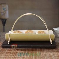 Plateaux de service jetables en bambou naturel-Assiettes à sushi rectangulaires à moitié fendues pour restaurants