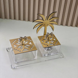 Premium Party Favor <b>Storage</b> for Ramadan Eid Lacquer Technics Food Safe Luxury Transparent Acrylic Dry <b>Fruit</b> Gift Box Gold Lid - Product Image 1