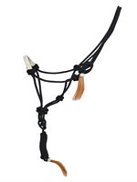 Harnais de cheval en nylon noir avec muserolle tressée, pompon décoratif, durable, réglable, harnais d'entraînement western pour l'équitation