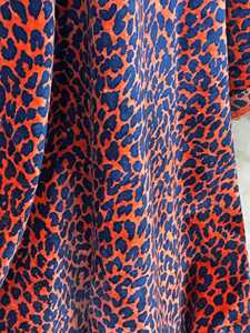 Vintage Cotton Velvet Curtain Coral & Blue Leopard Print Boho Drapes Home Decor Cotton Luxury Cotton Velvet Vintage Style - Product Image 5