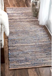 พรมปูพื้นห้องนอนทำมือ ขนปานกลาง แบบสองด้าน สีน้ำเงินเข้ม ผสมผ้าฝ้าย ทอแบบสั่งทำได้ ขนาดตามต้องการ  ชุดพรมปูพื้นและพรมตกแต่ง - Product Image 2