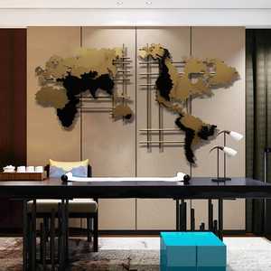 แผนที่โลกแบบโมเดิร์นโลหะแขวนผนังแบบนามธรรมออกแบบสำหรับบ้านสำนักงานห้องนอนหรือห้องนั่งเล่นตกแต่ง - Product Image 6