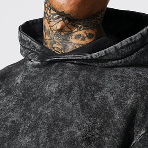 Survêtement décontracté de haute qualité en denim délavé, vente en gros unisexe XXL, logo personnalisé, sweat-shirt ample à col rond, survêtement de printemps - Product Image 2