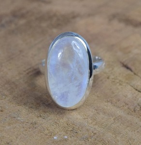 Meilleure qualité 925 bague en argent Sterling massif faite à la main naturel bleu feu arc-en-ciel pierre de lune coupe ovale 925 timbre fêtes faites à la main - Product Image 4