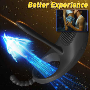 Anillo para pene, G estimulador de punto, potente vibración, carga USB, corte de lengua y función para lamer huevos, masturbador de masaje para parejas - Product Image 4