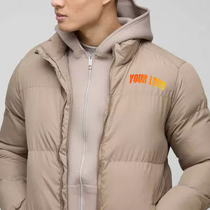 Veste d'hiver unisexe matelassée décontractée à col montant, à capuche, coupe-vent, respirante, 100% polyester, logo personnalisé, chaude et rembourrée - Product Image 6