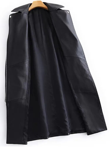 2025สุดหรูดีไซเนอร์สำหรับผู้หญิงแจ็กเก็ตมอเตอร์สำหรับขี่มอเตอร์ไซค์สีขาวหนังเทียมสีดำเข็มขัดเย็นสำหรับฤดูใบไม้ผลิฤดูใบไม้ร่วงลวดลายทึบสีแทน - Product Image 4