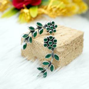 925ต่างหูเงินสเตอร์ลิงสีเขียวมรกตกระดุมของขวัญวันครบรอบแต่งงานที่เรียบง่ายสำหรับเพชรของเธอ - Product Image 4