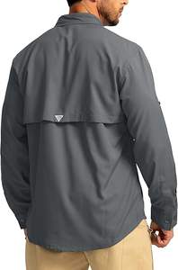 Chemises boutonnées pour la pêche en nylon imperméable à l'eau avec boutons à manches courtes pour hommes chemise de randonnée en plein air avec protection solaire maillot de pêche - Product Image 4