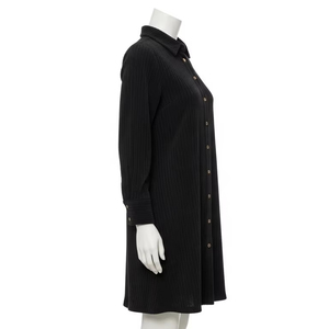 เดรสลำลองผ้าลูกฟูกมีจีบสำหรับผู้หญิงผ้าฝ้ายนุ่มผสมแขนยาวสวมใส่สบายแฟชั่นฤดูใบไม้ร่วงฤดูหนาวที่หรูหรา - Product Image 2