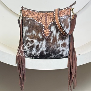 Sac à bandoulière en cuir de vachette personnalisé de grande capacité pour femmes sacs à main à la mode en cuir usiné avec fermeture à glissière - Product Image 1