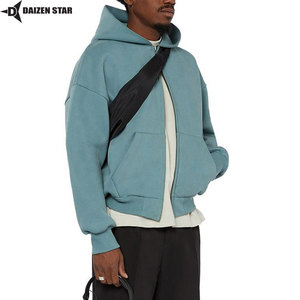 Men's Zipper Hoodies Solid Color 100% Cotton Fleece Regular Fit Winter Casual Streetwear Plain Dyed OEM Service Front Logo 420g - Product Image 2