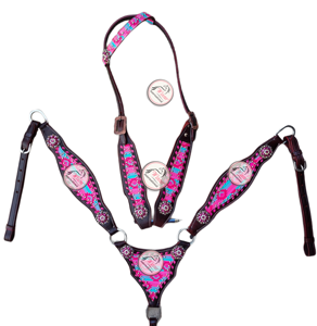 Juego de Arreos Aztecas Rosas Premium para Caballos, Productos Ecuestres Premium - Product Image 2