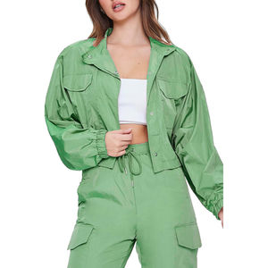 Conjunto Deportivo de Lujo para Mujer, 2 Piezas, Cortavientos Ligero, Chaqueta con Cremallera, Top Corto, Pantalones, Ropa Deportiva - Product Image 5