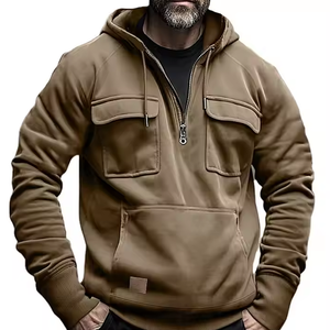 Sudadera con Capucha de Invierno Multicolor para Hombre, Estilo Urbano, Gruesa, Oversize, Lisa, Ecológica, 100% Algodón Orgánico, Felpa, Calidad Personalizada - Product Image 4