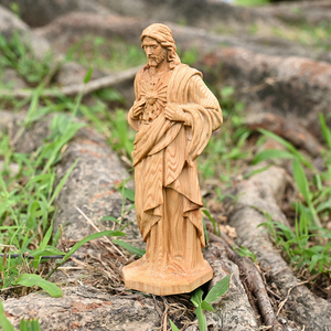 Estatua de Madera del Sagrado Corazón de Jesús, Icono del Sagrado Corazón <span class=keywords><strong>para</strong></span> Escritorio, Obra Maestra Religiosa Clásica <span class=keywords><strong>para</strong></span> <span class=keywords><strong>Altares</strong></span> de Iglesia y Decoración de Interiores - Product Image 6
