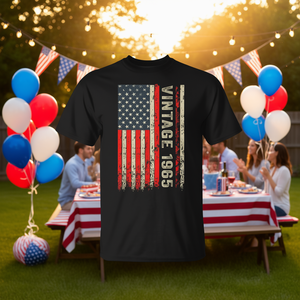 Camiseta vintage con la bandera estadounidense de 1965 para el 60.º cumpleaños, 60 años, edición limitada, ropa promocional - Product Image 3