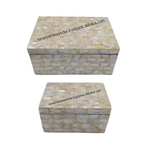 Caja de Joyería y Mini Caja de Recuerdos de Madera Tallada con Arte Folclórico de Madreperla, en Forma Rectangular, para Mujeres y Niñas - Product Image 1