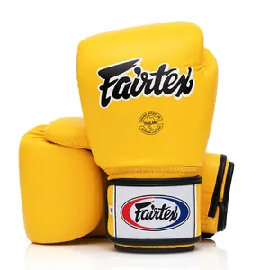 Fairtex专业拳击手套定制黄色14盎司皮革拳击手套格斗踢Mma训练手套