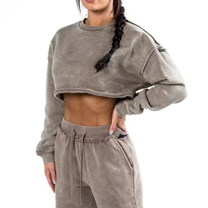 Survêtement élégant en coton solide pour femmes, grande taille, décontracté, conception d'épaule tombante, technique de sublimation, polaire respirante - Product Image 4