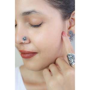 Pendientes de Plata 925 con Clip para la Nariz, Diseño Geométrico Nazakat Tribal Paisley, Pendientes Tribales Tradicionales - Product Image 3