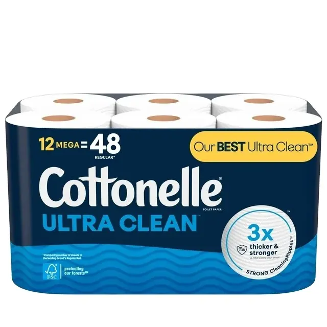 Cottonelle Ultra Clean Papel Higiénico, 12 Mega Rollos