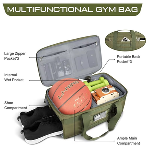 Bolsa de equipaje de lona táctica al por mayor al aire libre impermeable entrenamiento físico deportes gimnasio Weekender bolsa de noche - Product Image 4
