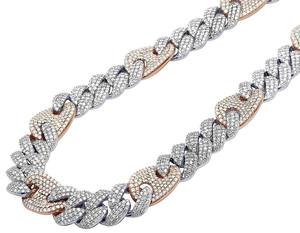 Diamante de moissanita redondo de alta calidad en plata de ley S925 Cadena de eslabones cubanos chapada en dos tonos para hombres - Product Image 1