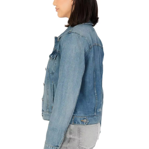 Ventes en gros OEM, veste en jean longue pour femmes de haute qualité, veste en jean décontractée en coton rembourré pour femmes - Product Image 6