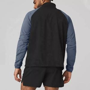 OEM Lightweight Sports Active Wear Woven Polyester Color Block Anorak Running Outwear Quarter <b>Zip</b> Windbreaker Jacket - Product Image 2