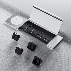 JOYE Cable Cubby Oculto Empotrado Toma de corriente de escritorio Tapa abatible Toma de corriente Cajas de salida personalizadas para muebles Espacio DE TRABAJO - Product Image 2