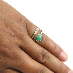 Anillos de piedra curativa de crisoprasa verde Natural Vintage Boho 925 plata esterlina hecho a mano anillo de boda y compromiso joyería fina - Product Image 3