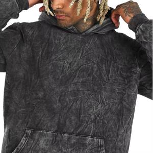 Sweat à capuche de haute qualité en coton mélangé, couleur unie, design vierge, ODM, OEM, surdimensionné et personnalisé pour hommes - Product Image 4